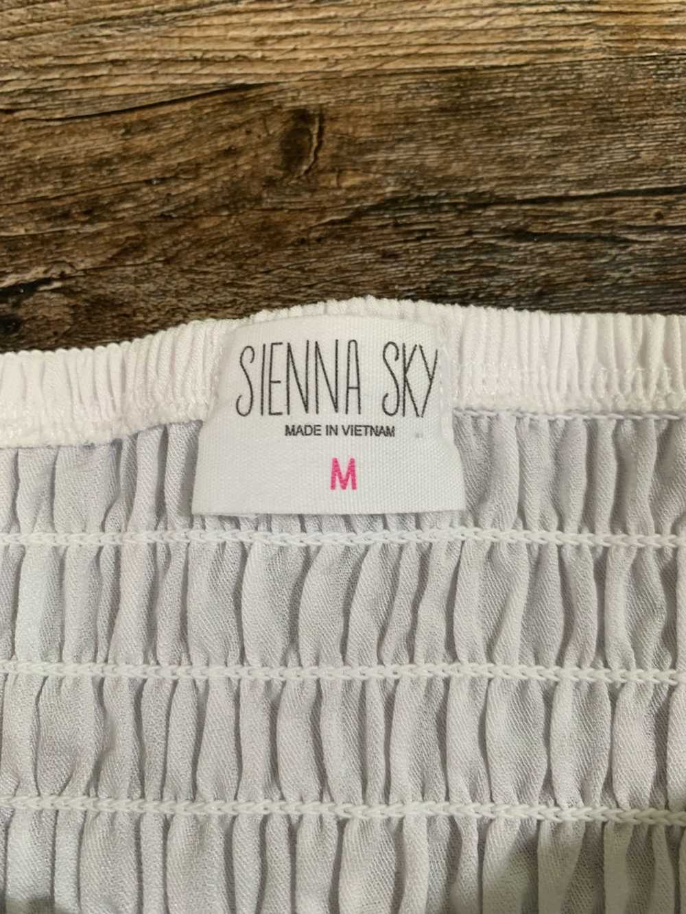 Sienna Sky White Babydoll Bustier Top Women’s Medium Smocked Back - Picture 2 of 7